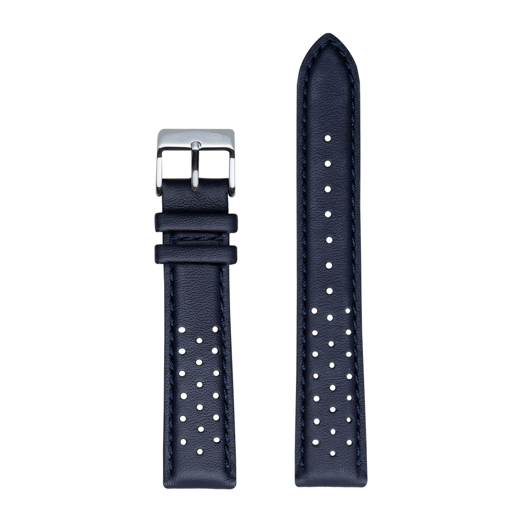 Navy Perforated Leather (20mm)