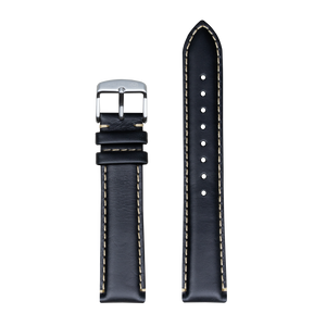 Black Leather Strap with Sand Stitching (20mm)