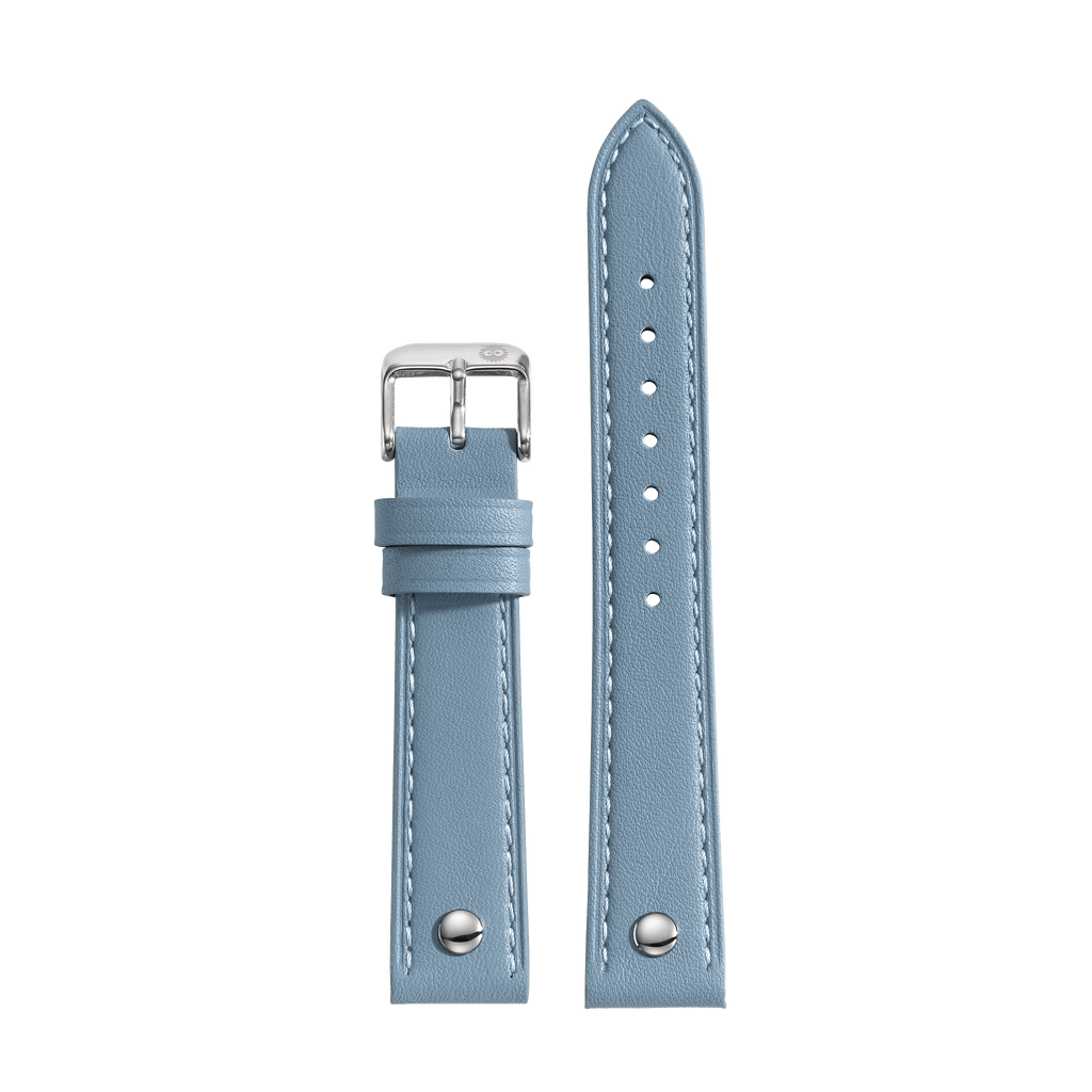 Aegean Blue Riveted Leather Strap 18mm