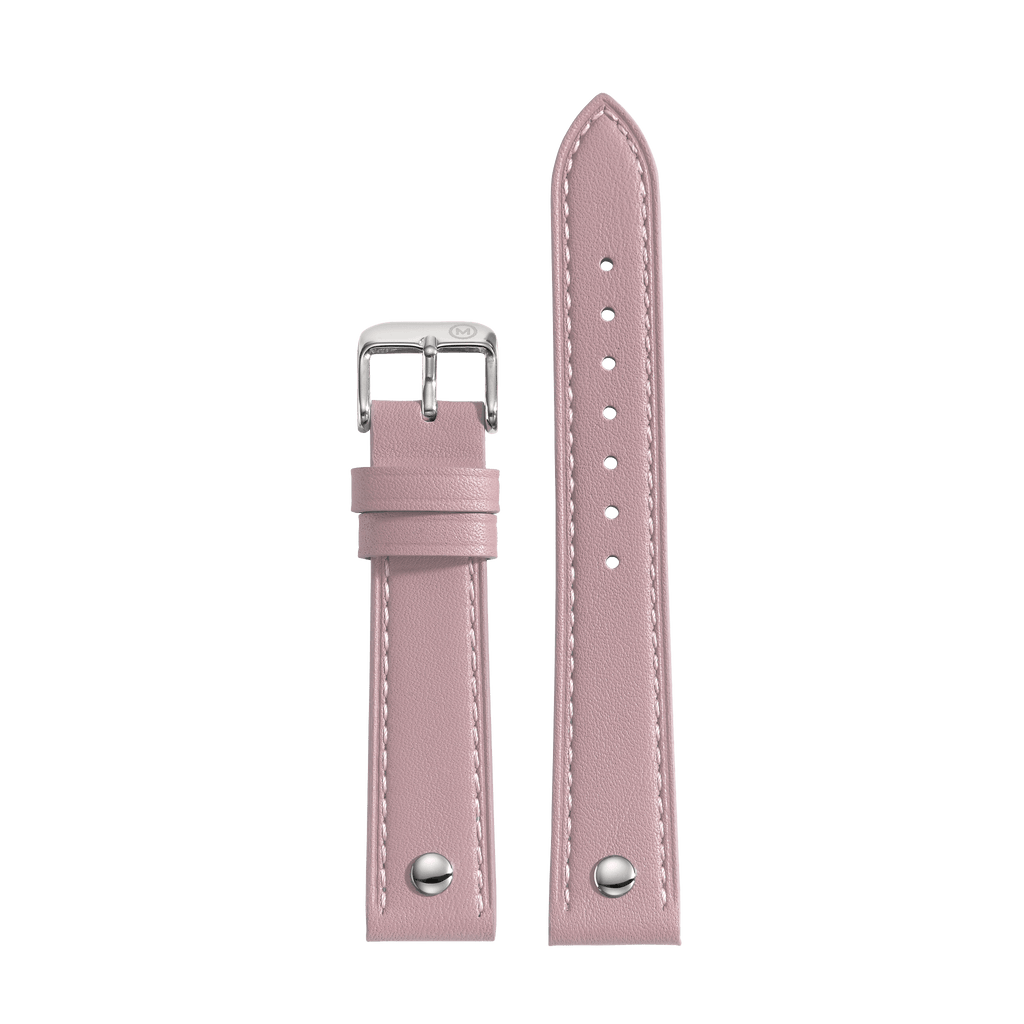 Pastel Pink Riveted Leather Strap (18mm)