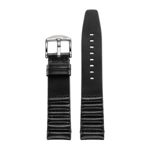 Ribbed Black Horween Leather Strap (22mm)
