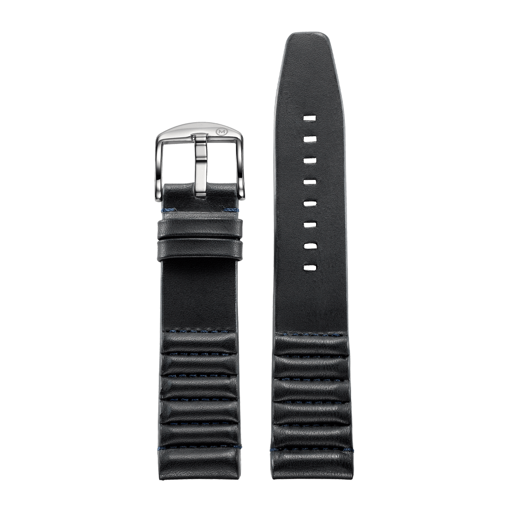 Ribbed Navy Horween Leather Strap (22mm)