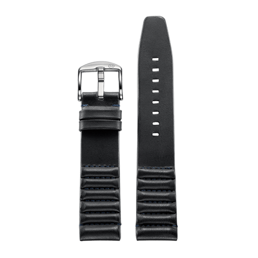 Ribbed Navy Horween Leather Strap (22mm)