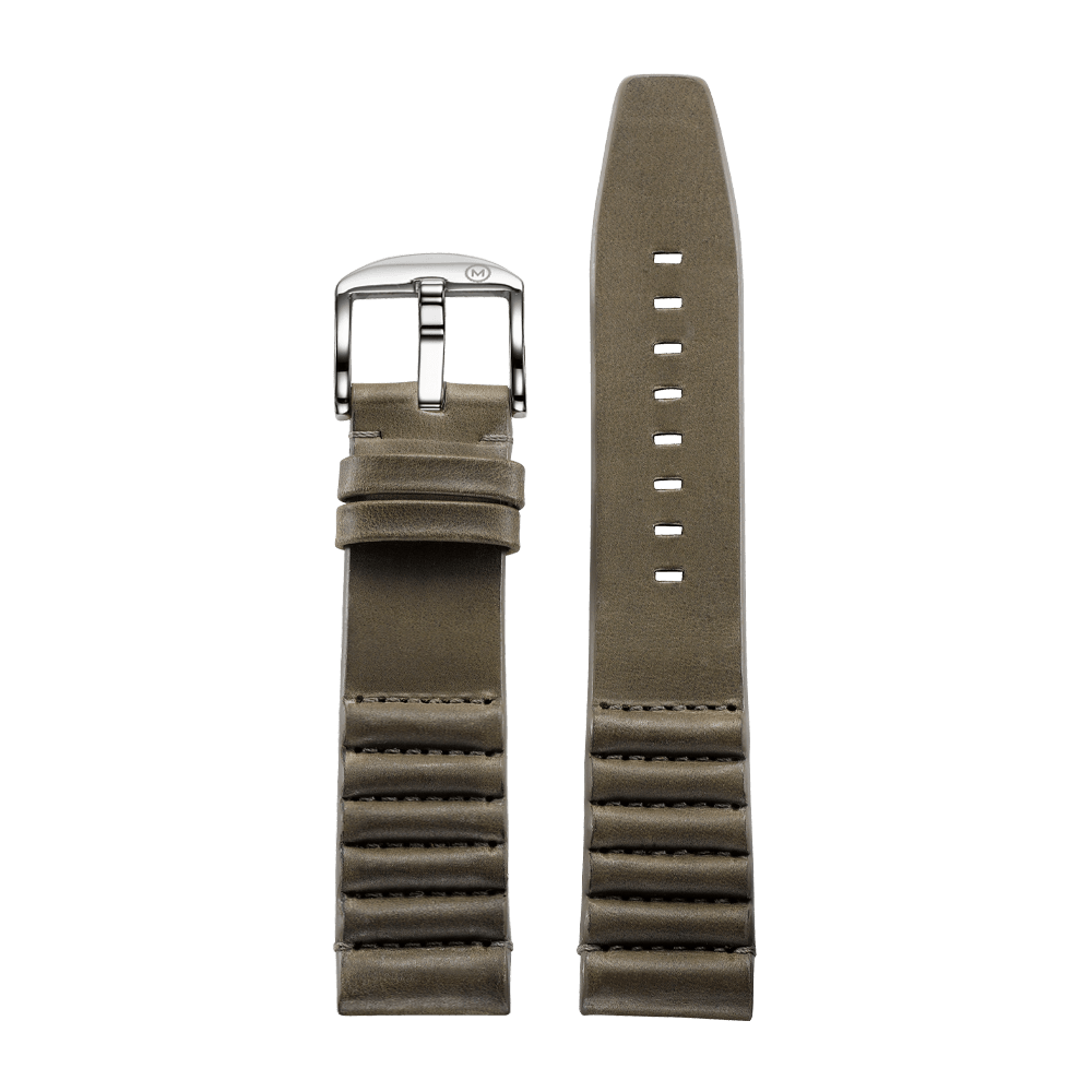Ribbed Grey Horween Leather Strap (22mm)