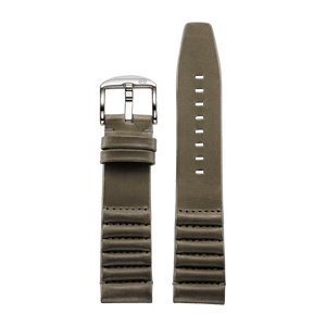 Ribbed Grey Horween Leather Strap (22mm)