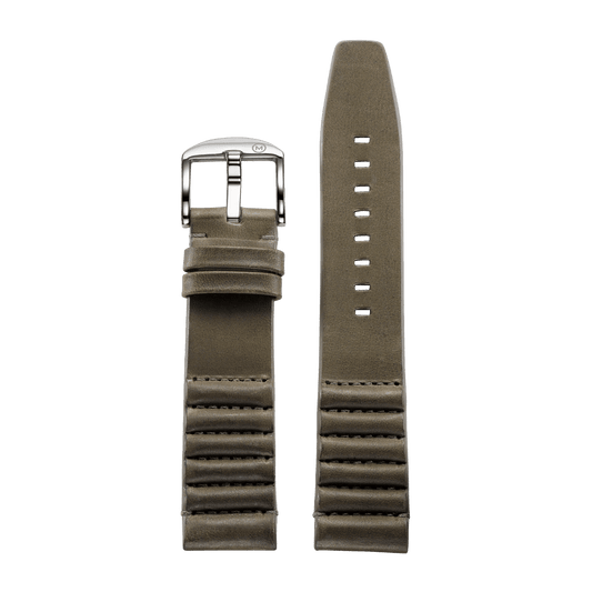 Ribbed Grey Horween Leather Strap (22mm)