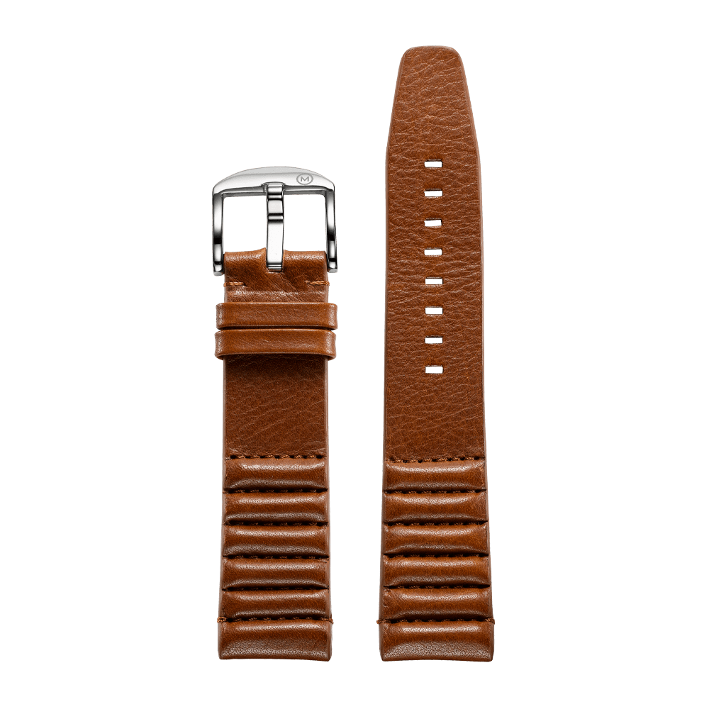 Ribbed Brown Horween Leather Strap (22mm)