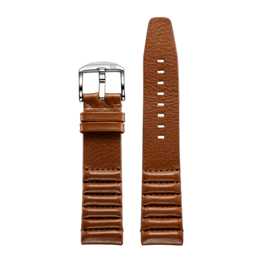 Ribbed Brown Horween Leather Strap (22mm)