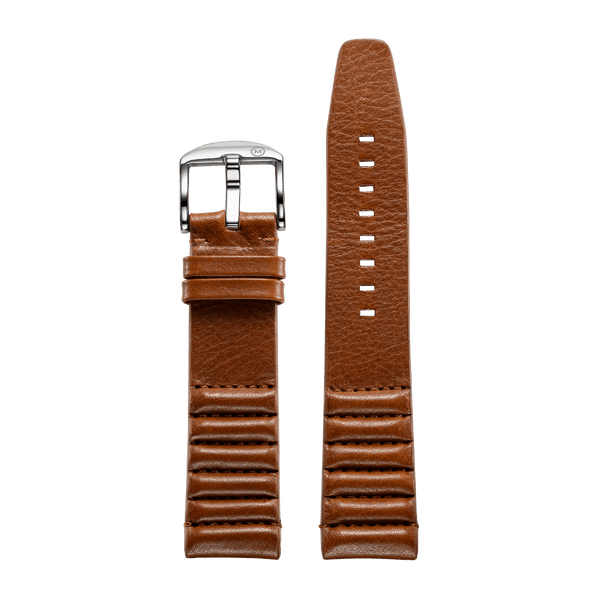 Horween Leather Leather Watch Bands 22mm Ribbed Brown Horween