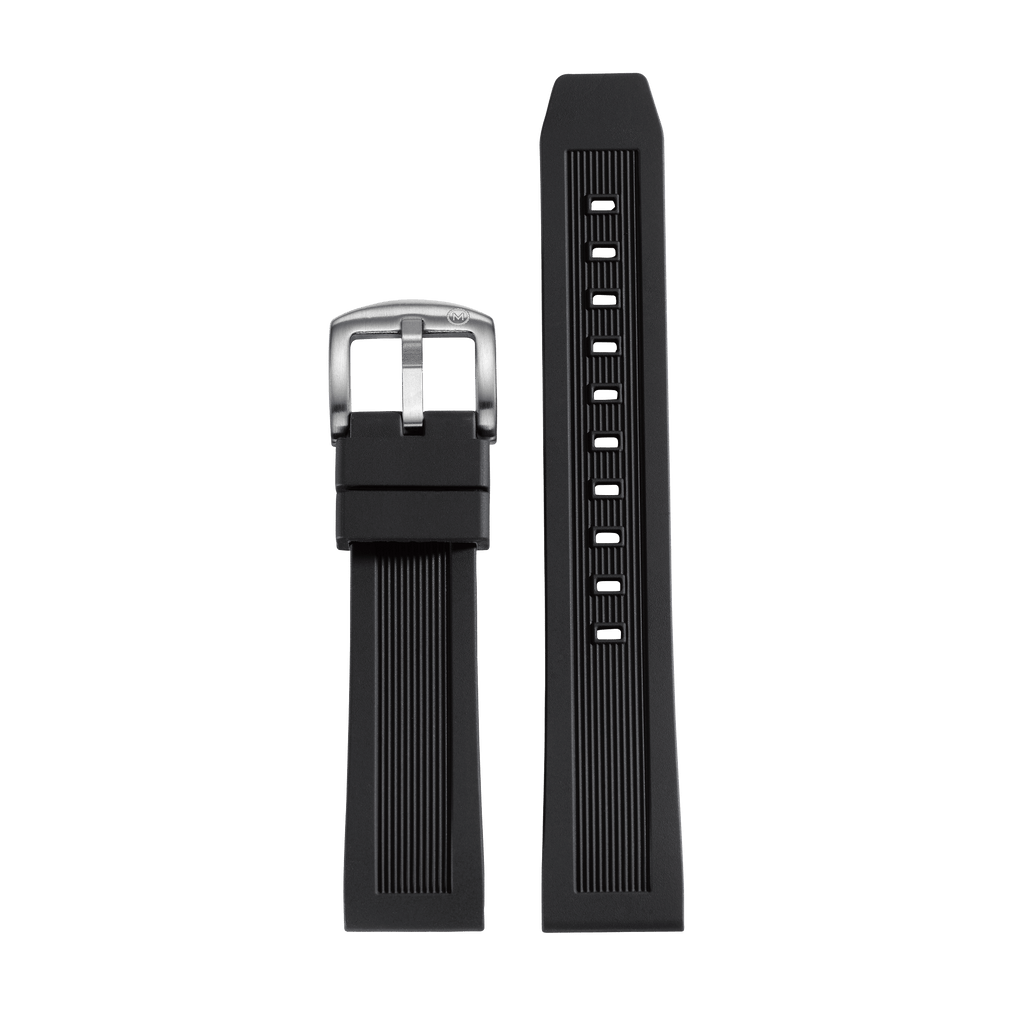 Black Ridged Silicone Strap (20mm)