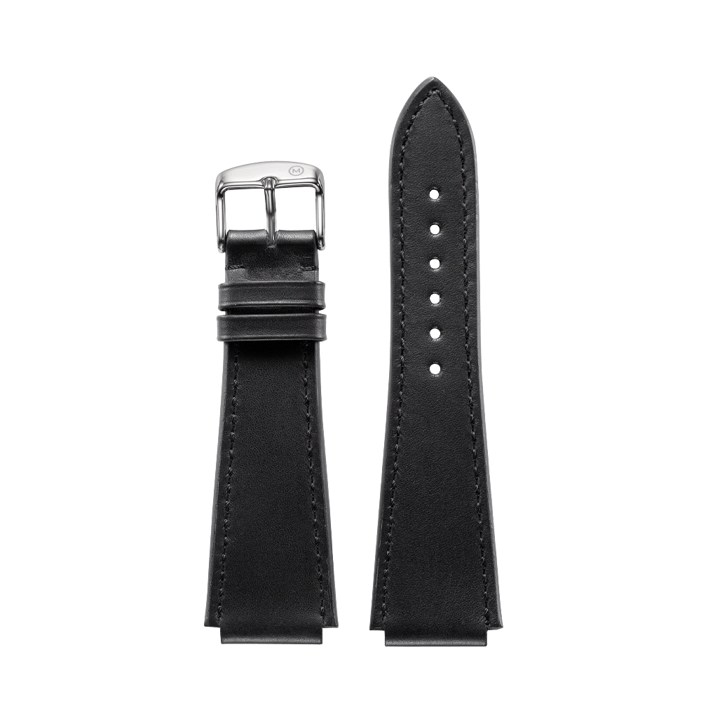 Notched Black Leather Strap (20mm)