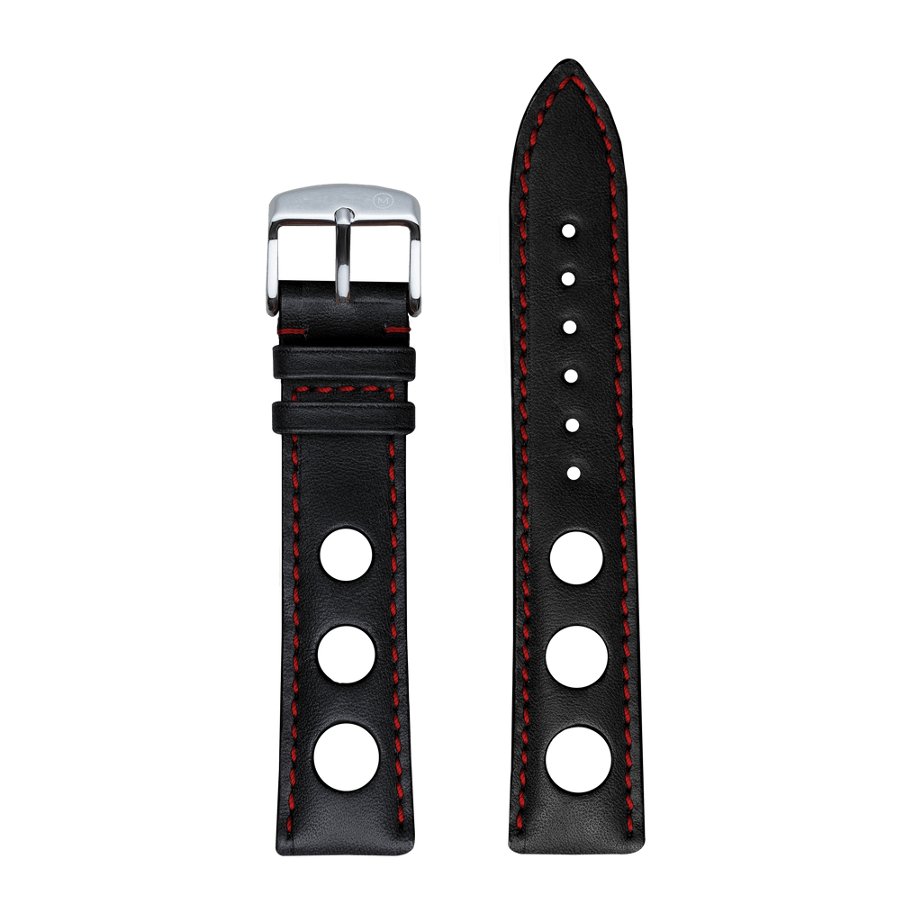 Black/Red Rally Leather Strap (20mm)
