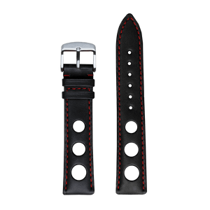 Black/Red Rally Leather Strap (20mm)