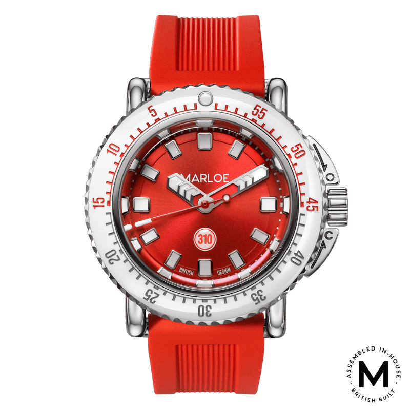 Morar 310 Port red ridged silicone strap and tool-watch dial