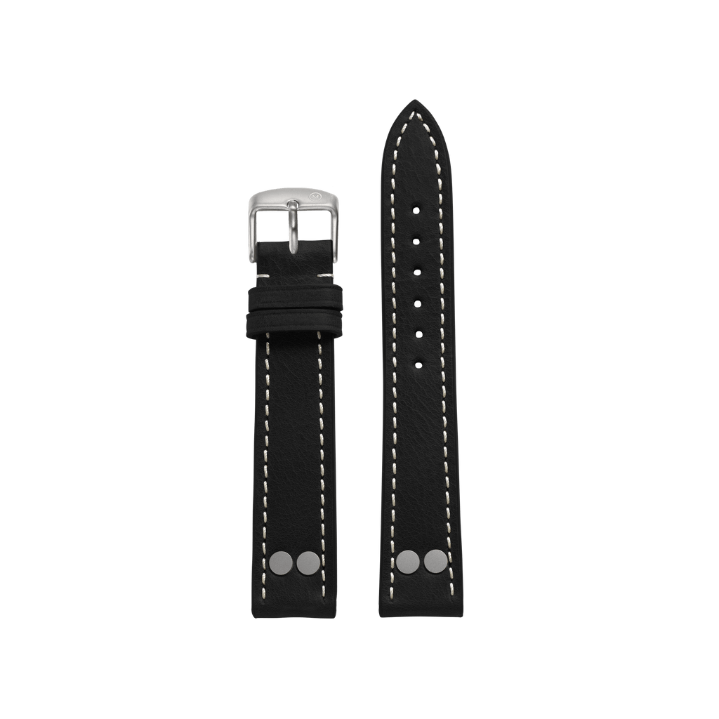 Vintage Pilot Black Leather Strap (18mm)
