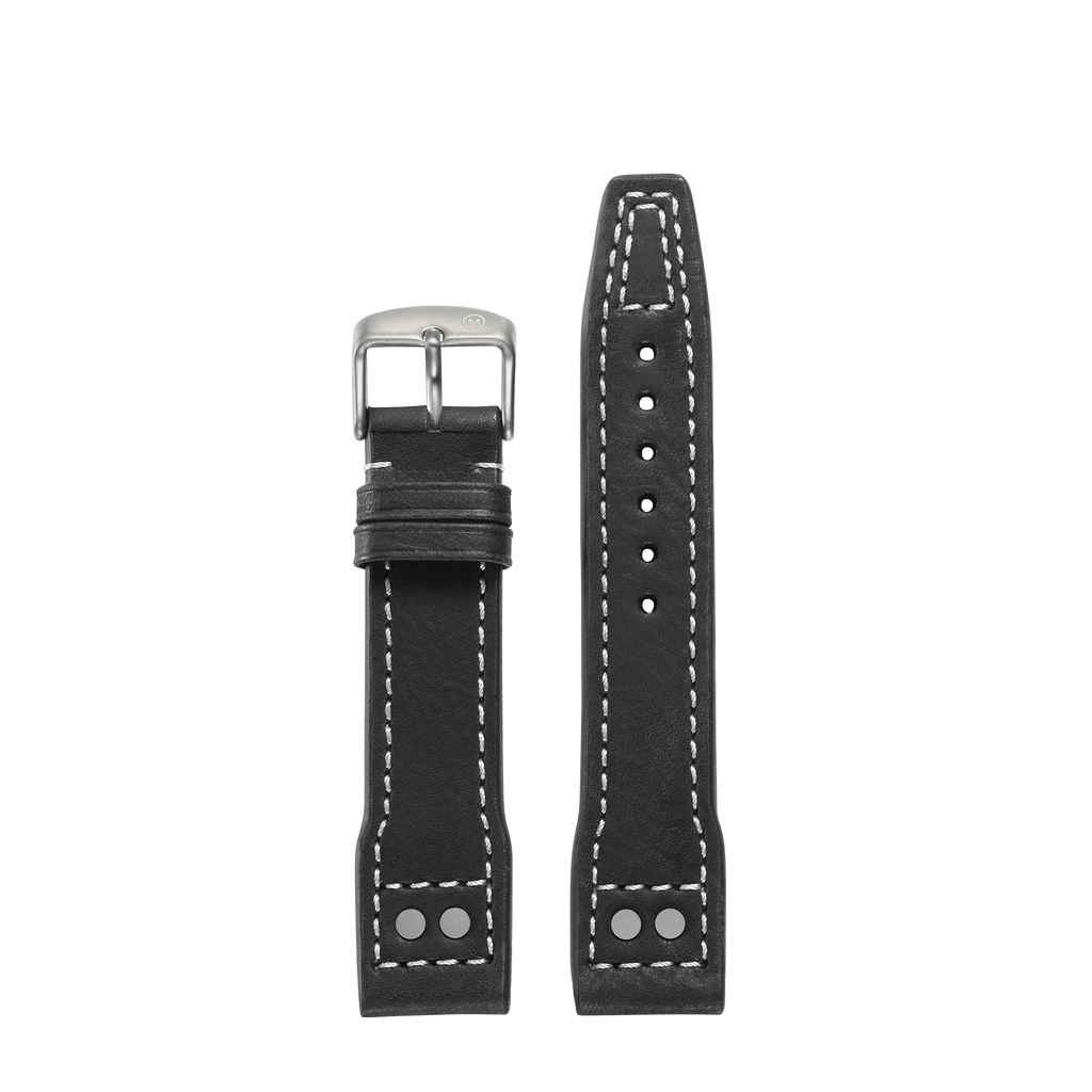 Flieger Black Leather Strap (20mm)