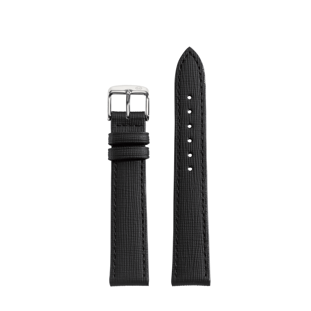 Embossed Grain Black Vegan Strap (18mm)