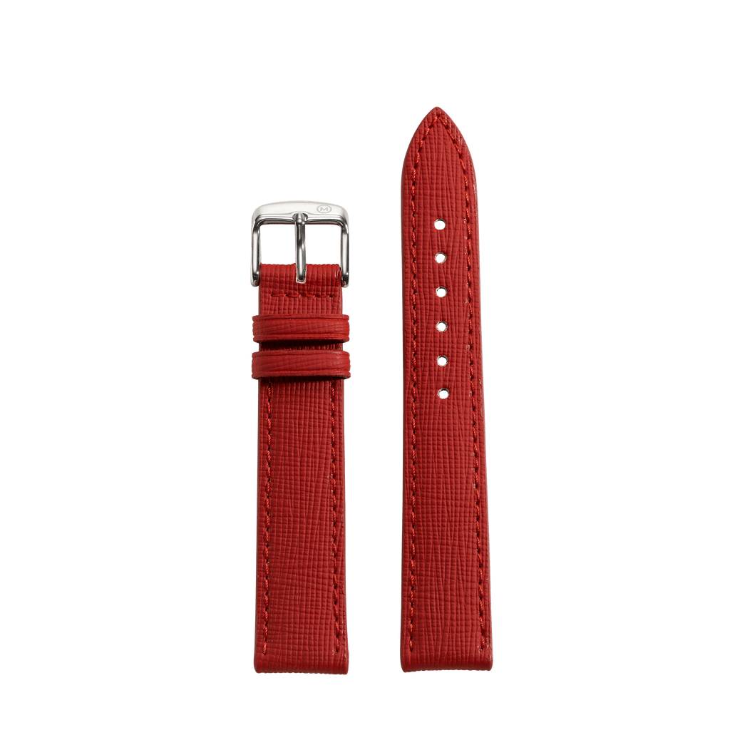 Embossed Grain Red Vegan Strap (18mm)