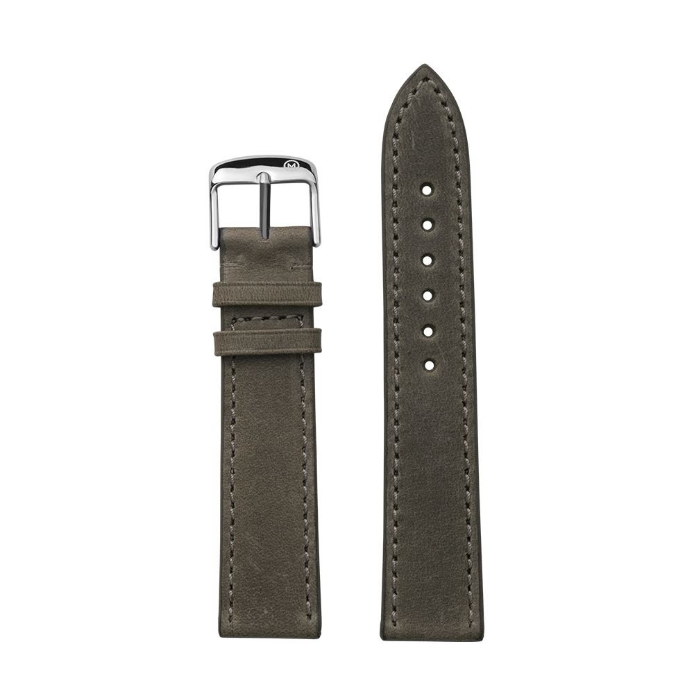 Italian Monteverdi Grey Thor Leather Strap 20mm (Seconds Stock)