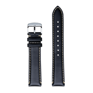 Black Leather Strap with Sand Stitching (18mm)