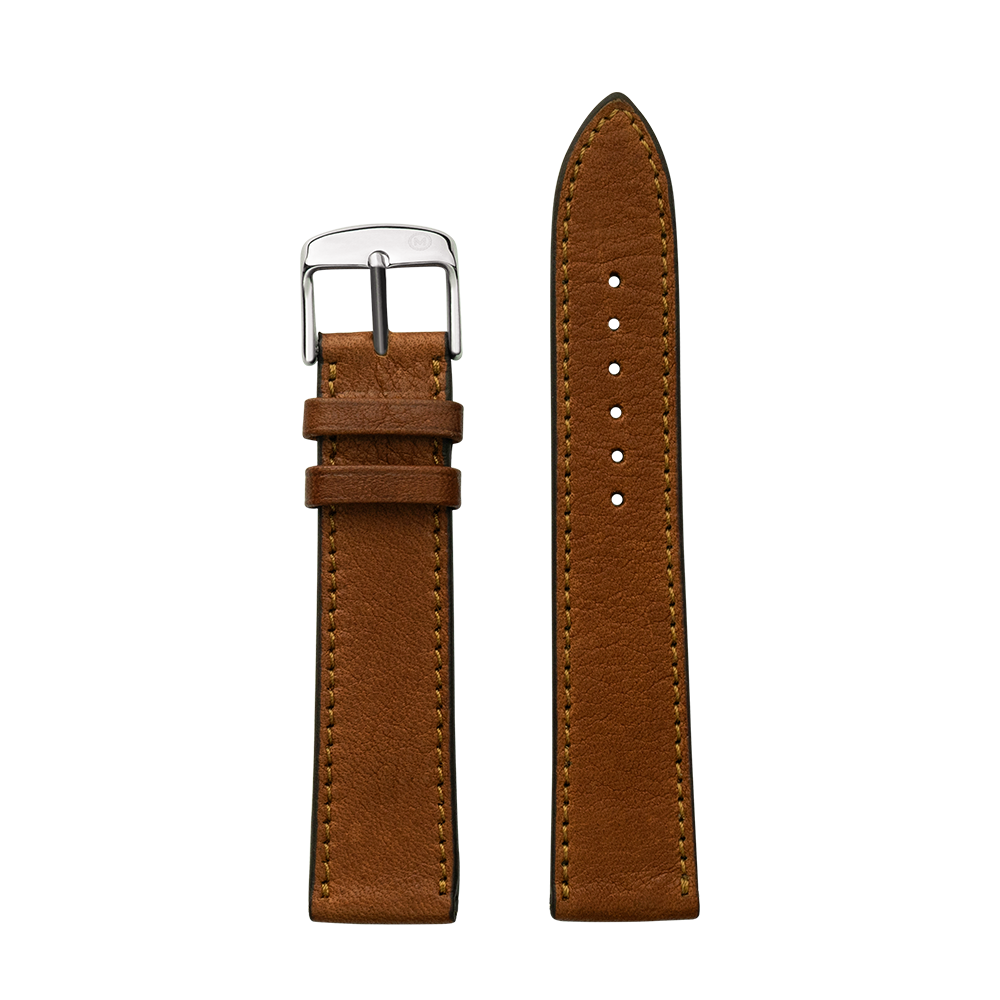 Organic Hand-Stitched Cognac Leather Strap 20mm (Seconds Stcok)