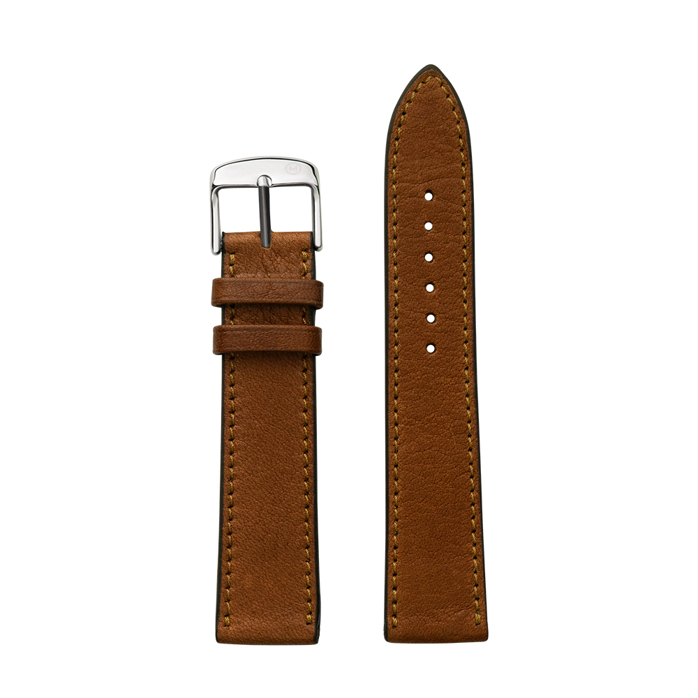 Organic Hand-Stitched Cognac Leather Strap (20mm)