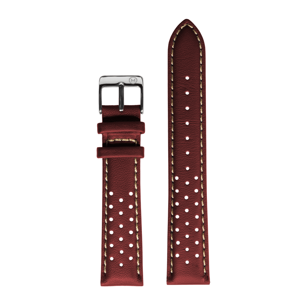 Red Perforated Leather Strap (20mm)